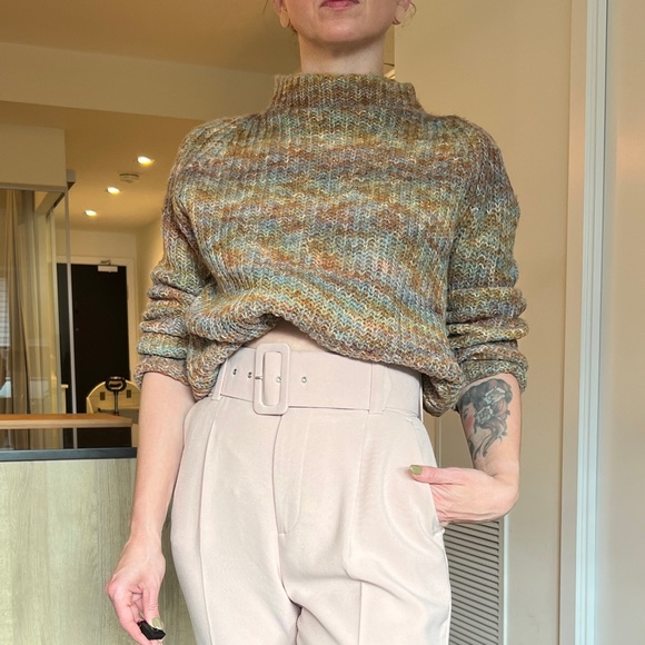 Vintage Jones New York Sport multi Colour Chunky Knit Turtle Neck Sweater Sz:S - Picture 3 of 12